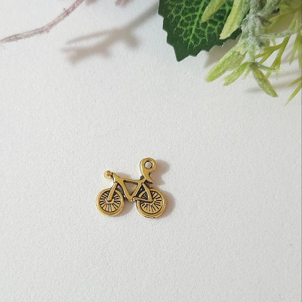 Gold Plated Mini Bicycle Charm or Pendant Jewelry Making
